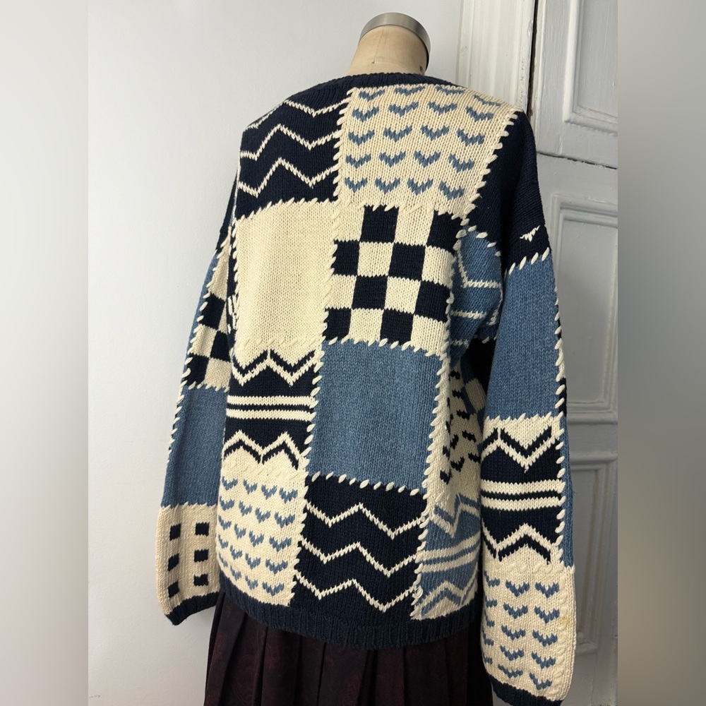 Marsh Landing Navy and Cream Knit Cardigan - Picture 13 of 13